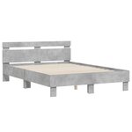 vidaXL Cadre de lit avec tête de lit et LED gris béton 135x190 cm