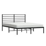 vidaXL Cadre de lit métal avec tête de lit noir 135x190 cm