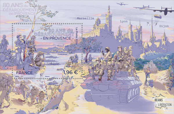Bloc 1 timbre - 80 ans du débarquement en Provence - Lettre Internationale