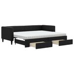 vidaXL Lit de jour avec gigogne et tiroirs noir 80x200 cm tissu