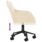 vidaXL Chaise pivotante de bureau Crème Velours