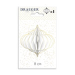 Boule En Papier Blanche - Nid D'abeille - Finitions Paillettes Dorées - Décoration Noël - 8x14 Cm - Draeger paris