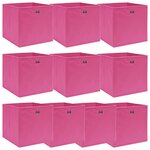 vidaXL Boîtes de rangement 10 Pièces Rose 32x32x32 cm Tissu