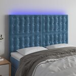 vidaXL Tête de lit à LED Bleu foncé 144x5x118/128 cm Velours
