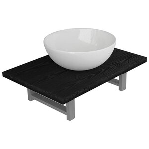 Vidaxl meuble de salle de bain en deux pièces céramique noir