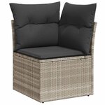 vidaXL Salon de jardin 9 Pièces avec coussins gris clair résine tressée
