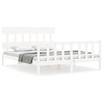 vidaXL Cadre de lit avec tête de lit blanc King Size bois massif