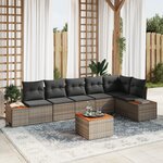 vidaXL Ensemble de canapé de jardin 7 pièces avec coussins gris rotin synthétique acacia