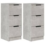 vidaXL Buffets 2 Pièces Gris béton 30x30x70 cm Bois d'ingénierie