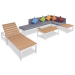 vidaXL Salon de jardin 5 Pièces avec coussins Aluminium et WPC