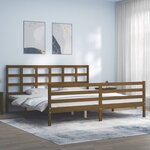 vidaXL Cadre de lit avec tête de lit marron miel 200x200cm bois massif