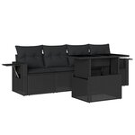 vidaXL Salon de jardin 5 Pièces avec coussins noir résine tressée