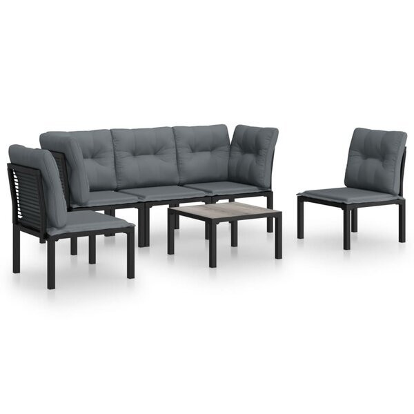 vidaXL Salon de jardin 6 Pièces noir et gris résine tressée