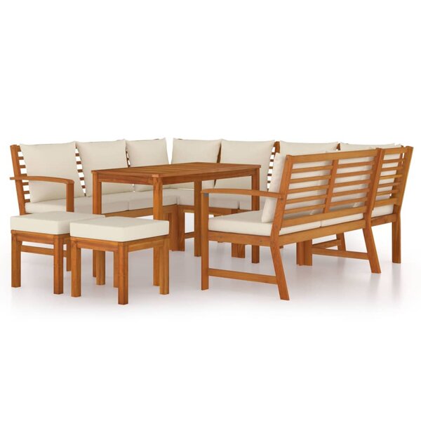 vidaXL Ensemble à manger de jardin coussins 9 Pièces Bois acacia