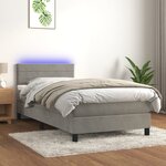 vidaXL Sommier à lattes de lit et matelas et LED Gris clair 80x200 cm
