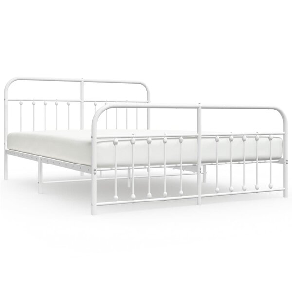 vidaXL Cadre de lit métal avec tête de lit/pied de lit blanc 160x200cm