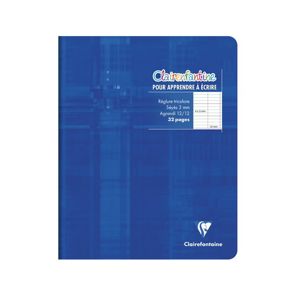 1 Cahier D'Ecriture Seyès 3mm agrandi 12/12 - 17 x 22 cm - Couleur Aléatoire
