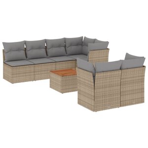 vidaXL Salon de jardin avec coussins 8 Pièces beige résine tressée