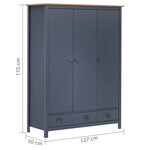 vidaXL Garde-robe à 3 portes Hill Gris 127x50x170 cm Pin solide