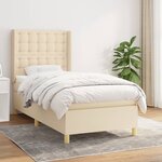 vidaXL Sommier à lattes de lit avec matelas Crème 100x200 cm Tissu