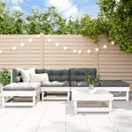 vidaXL Salon de jardin 6 Pièces avec coussins blanc bois massif