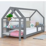 Lit cabane avec étagère 80 x 180 gris