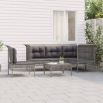 vidaXL Salon de jardin 6 Pièces avec coussins Gris Résine tressée