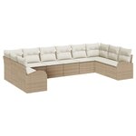 vidaXL Ensemble de Canapés de Jardin de 10 pièces avec Coussins Beige Rattan