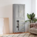 vidaXL Buffet haut Sonoma gris 69 5x34x180 cm Bois d'ingénierie