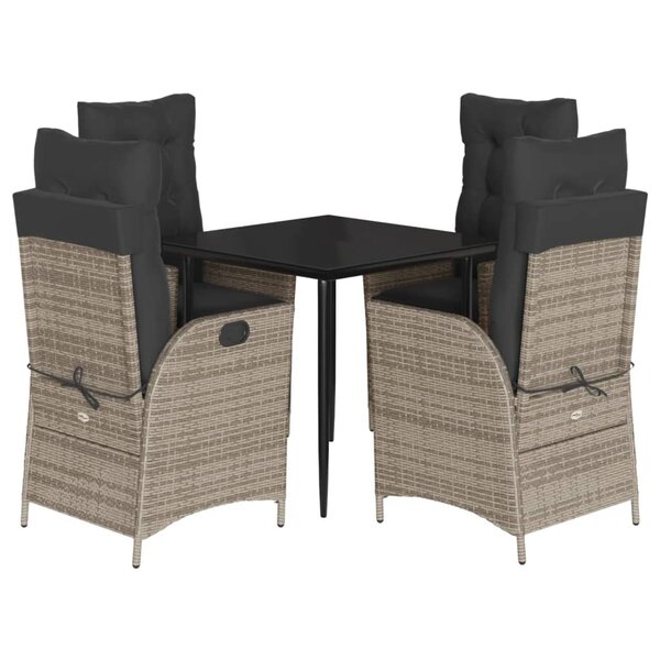 vidaXL Ensemble à manger de jardin 5 Pièces coussins gris résine tressée