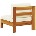 vidaXL Canapé central avec 1 accoudoir Blanc crème Bois d'acacia