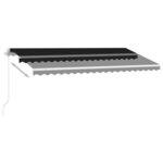 vidaXL Auvent manuel rétractable avec LED 450x350 cm Anthracite