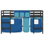 vidaXL Lit mezzanine enfants et rideaux bleu 90x190cm bois pin massif