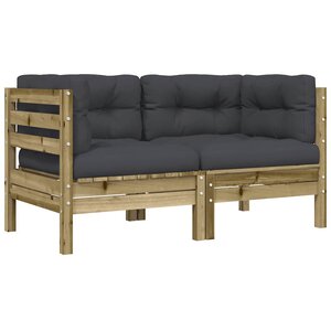 vidaXL Canapé d'angle de jardin avec coussins 2 Pièces bois pin imprégné