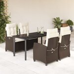vidaXL Ensemble à manger de jardin 5 Pièces et coussins marron poly rotin