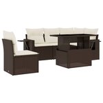 vidaXL Salon de jardin avec coussins 6 Pièces marron résine tressée