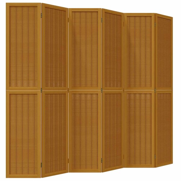 vidaXL Cloison de séparation 6 panneaux marron bois paulownia massif