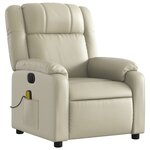 vidaXL Fauteuil de massage inclinable électrique crème similicuir