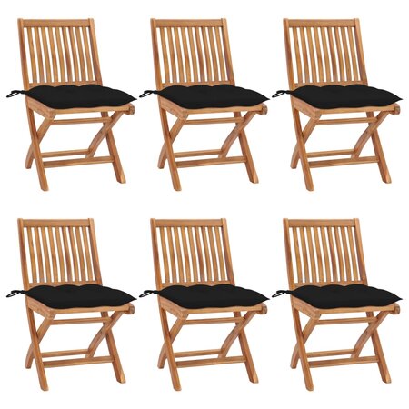 vidaXL Chaises pliables de jardin avec coussins lot de 6 Bois de teck