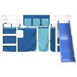 vidaXL Lit mezzanine enfants et rideaux bleu 80x200cm bois pin massif
