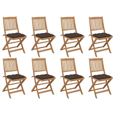 vidaXL Chaises pliables d'extérieur et coussins lot de 8 Bois d'acacia