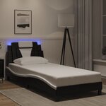 vidaXL Cadre de lit avec lumières LED noir blanc 90x200 cm similicuir