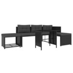 Salon de jardin meuble d'extérieur ensemble de mobilier 4 pièces résine tressée noir 02_0016279