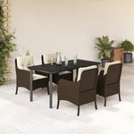 vidaXL Ensemble à manger de jardin 5 Pièces et coussins marron poly rotin