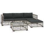 vidaXL Salon de jardin 5 Pièces avec coussins Résine tressée Gris