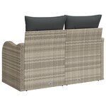 Canapé de jardin 2 places vidaXL avec rangement et coussins gris clair en poly rattan