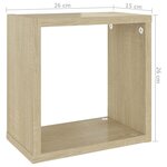 vidaXL Étagères cube murales 4 Pièces Chêne sonoma 26x15x26 cm