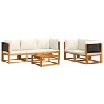 vidaXL Salon de jardin avec coussins 6 Pièces bois d'acacia solide