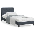 vidaXL Cadre de lit avec lumières LED gris foncé 90x200 cm velours
