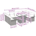 Ensemble de Canapés de Jardin vidaXL 10 Pièces avec Coussins Gris Clair Rattan Poly
